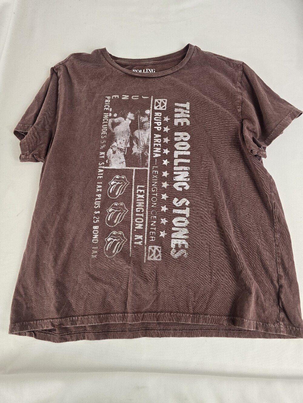 Lucky Brand Rolling Stones Ticket Boyfriend Tee Brown Size XL